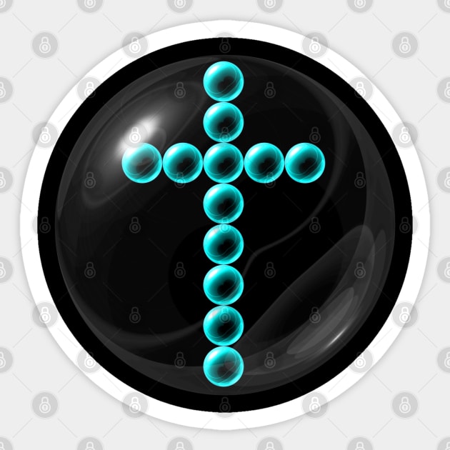 Light Blue Cross in Glass Ball Sticker by The Black Panther